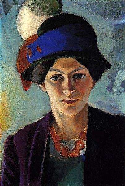 August Macke Portrait of the artist's wife with a hat China oil painting art